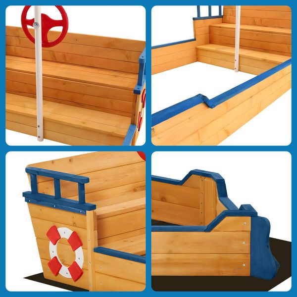 Childrens Boat Sand Pit Box Outdoor Playset Sandpit Sandbox Garden Backyard Play Game Toy Outside Activity Centre Playground