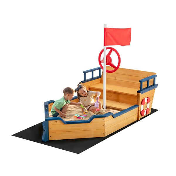 Childrens Boat Sand Pit Box Outdoor Playset Sandpit Sandbox Garden Backyard Play Game Toy Outside Activity Centre Playground