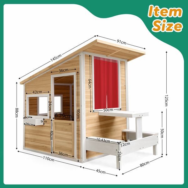 Kids Wooden Cubby House Childrens Playhouse Game Activity Centre Indoor Outdoor Garden Backyard Cottage Play Area