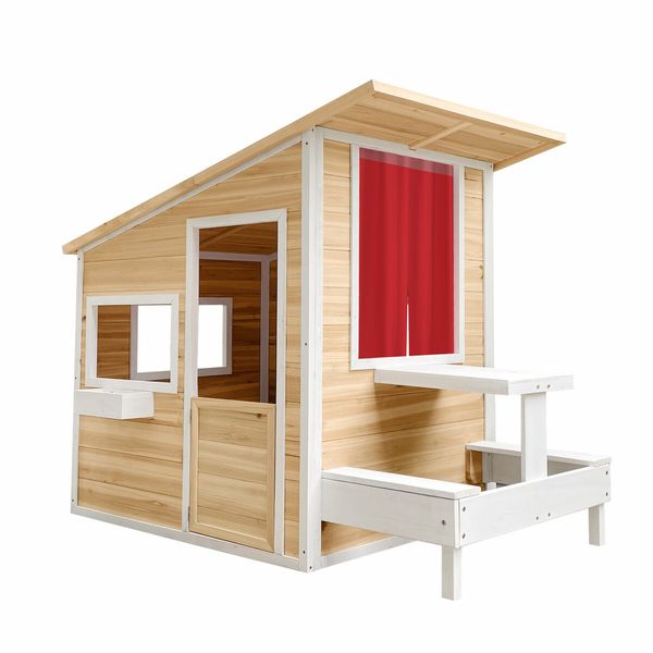 Kids Wooden Cubby House Childrens Playhouse Game Activity Centre Indoor Outdoor Garden Backyard Cottage Play Area