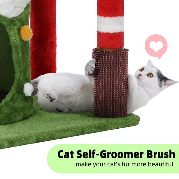 3IN1 Christmas Cat Tree Scratching Post Perch Scratcher Climbing Tower Gym Condo Toy DIY Playhouse Hammock Pet Furniture