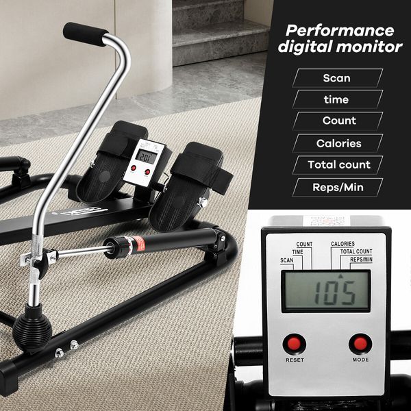 Genki Rowing Machine Home Gym Fitness Exercise Equipment Cardio Workout Trainer Rower APP Double Hydraulic 12 Levels Resistance