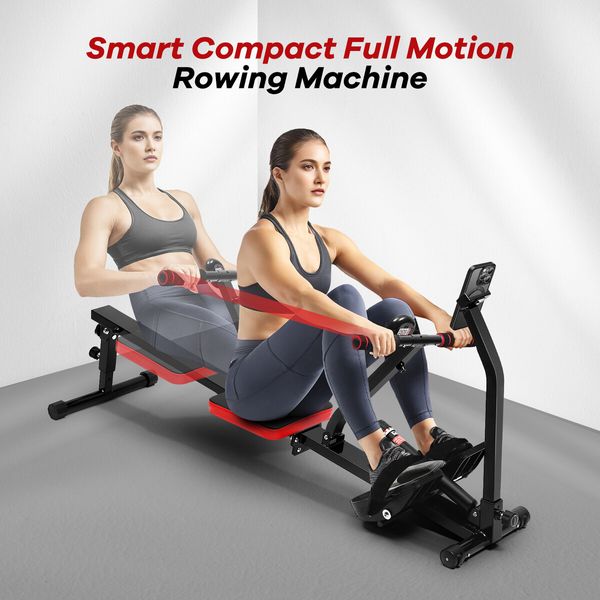 Genki Fitness Rowing Machine Rower 12 Levels Hydraulic Resistance Home Gym Cardio Full Body Workout Exercise Equipment FitShow App Trainer