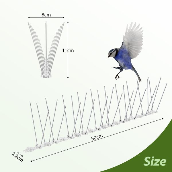 40pcs Anti Bird Spike Kit Deterrent Repellent Pigeon Pest Control Fence Humane Steel Prevention Arrows PC Bases