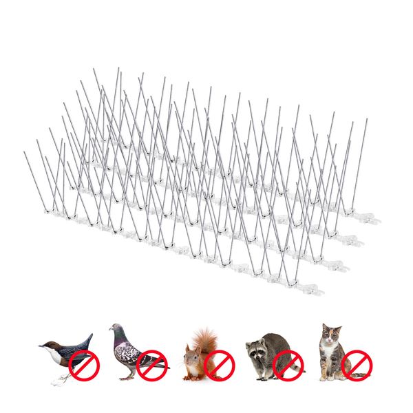 40pcs Anti Bird Spike Kit Deterrent Repellent Pigeon Pest Control Fence Humane Steel Prevention Arrows PC Bases