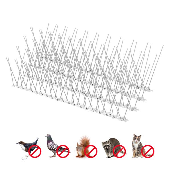 20pcs Anti Bird Spike Kit Pigeon Deterrent Repellent Pest Control Prevention Humane Fence Steel Arrows PC Bases