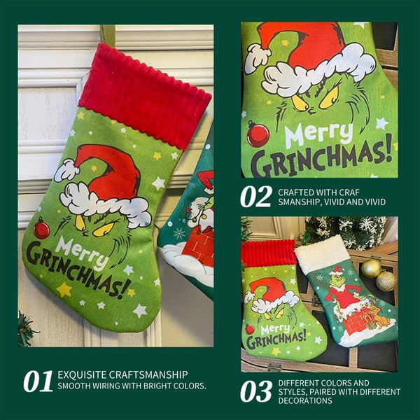 Grinch Christmas Stockings Gift Bag Christmas Decorations Christmas Tree Decoration Grinch Christmas Decorations