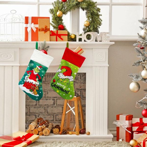 Grinch Christmas Stockings Gift Bag Christmas Decorations Christmas Tree Decoration Grinch Christmas Decorations