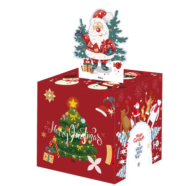 Christmas Money Box for Cash Gift Pull,Surprise Money Holder Cash Gift,DIY Fun Holiday Cash Box,Include 50Pcs Transparent Bags