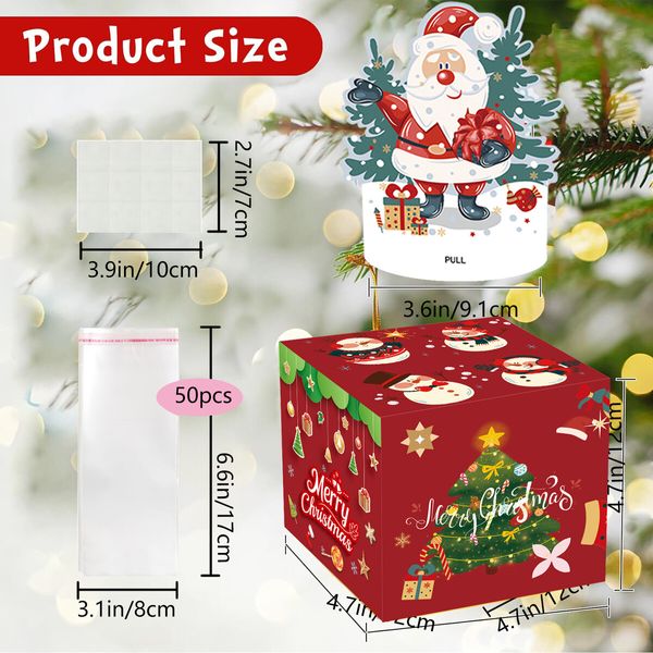 Christmas Money Box for Cash Gift Pull,Surprise Money Holder Cash Gift,DIY Fun Holiday Cash Box,Include 50Pcs Transparent Bags