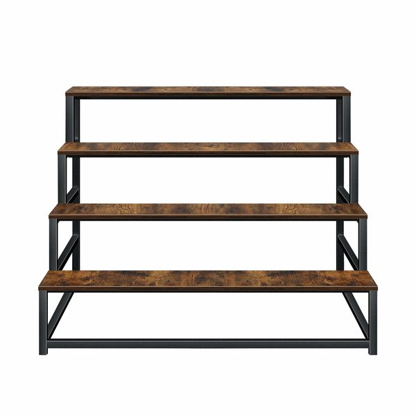 4 Tiered Plant Stand Shelf Flower Pot Metal Holder Indoor Outdoor Corner Planter Herb Shelves Garden Large Storage Rack Black Brown