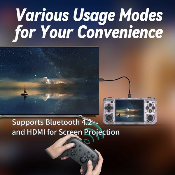 5000+ Classic Games Retro Handheld Game Console Linux System HDMI and TV Output 3.5 Inch IPS Screen 64G TF Card  3300mAh Battery