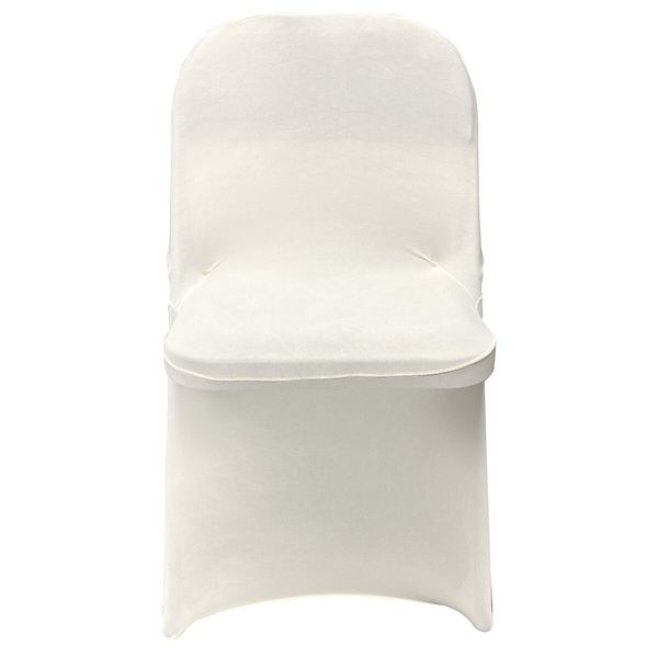 Stretch Spandex Folding Chair Covers Universal Fitted Chair Cover Protector (Ivory,10 PCS)