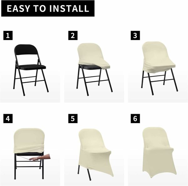 Stretch Spandex Folding Chair Covers Universal Fitted Chair Cover Protector (Ivory,10 PCS)