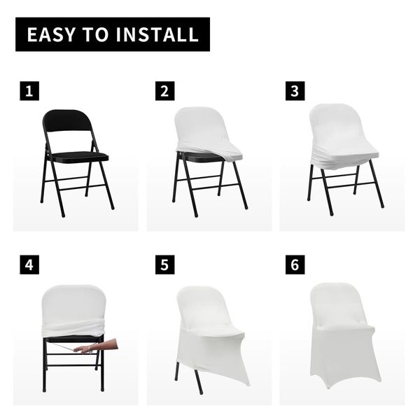 Stretch Spandex Folding Chair Covers Universal Fitted Chair Cover Protector (White,10 PCS)