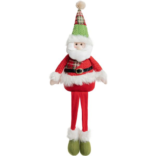 Standing Christmas Santa Decoration, Figurine Stuffed Plush with Retractable Spring Legs Santa Claus Decor,1 Pack