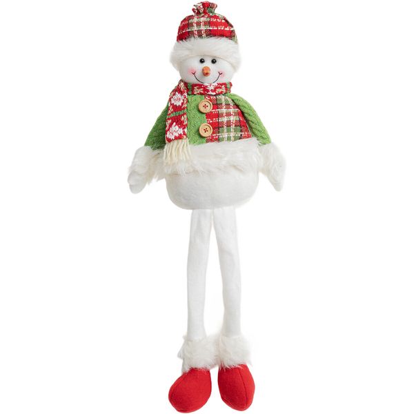 Christmas Standing Snowman, Xmas Stuffed Snowman Standing Figure with Extendable Legs for Christmas Floor Decor,1 Pack