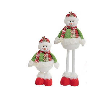 Christmas Standing Snowman, Xmas Stuffed Snowman Standing Figure with Extendable Legs for Christmas Floor Decor,1 Pack