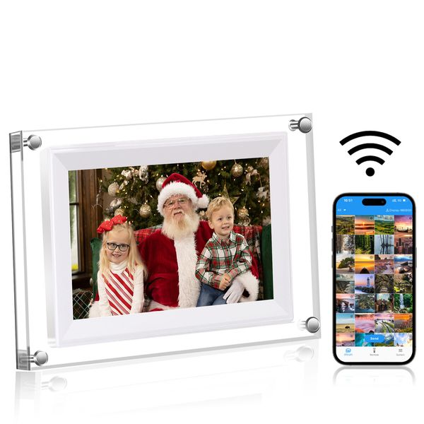 7 inch WiFi Digital Picture Frame, Smart Digital Photo Frame 1024x600 HD IPS Touchscreen, 8GB Memory, Auto Rotate