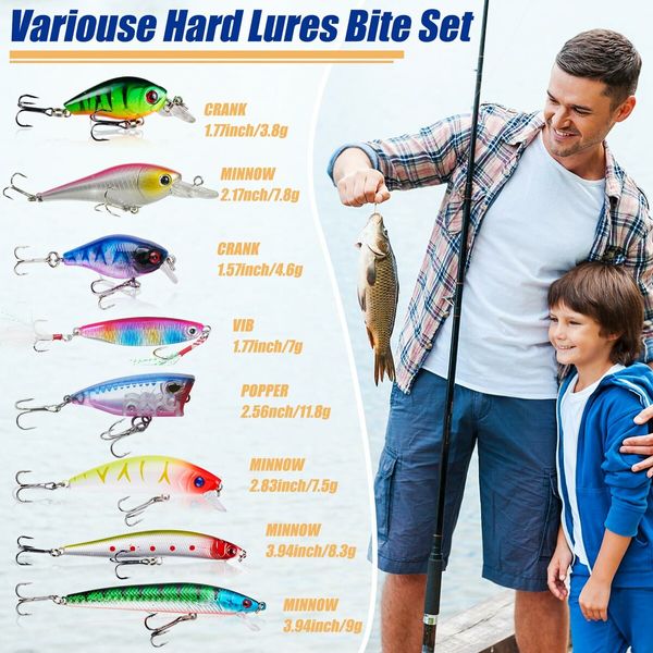 Fishing Advent Calender,Fishing Lure Advent Calendarfor Freshwater Saltwater Soft Lures Spoons Minnow Popper Crankbait Gifts