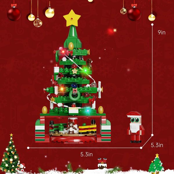 Advent Calendar Christmas Tree Building Set with LED light,24 Days Xmas Countdown Calendar Building Blocks