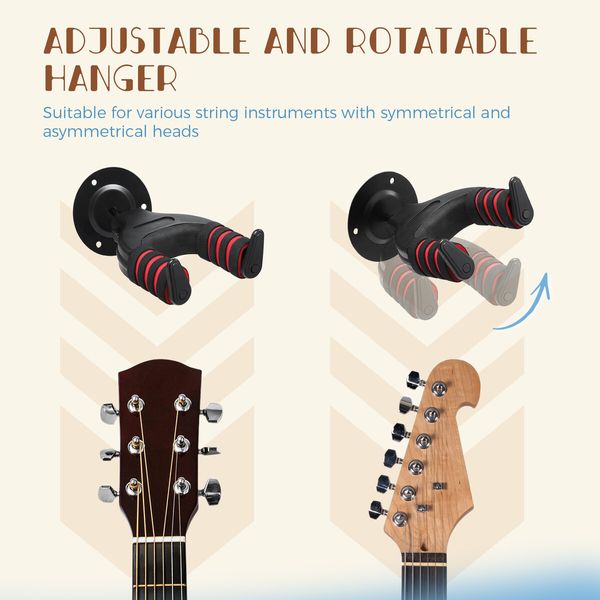 Guitar Wall Mount Holder Ukulele Hanger Mandolin Musical String Instrument Display Hanging Hook System Black