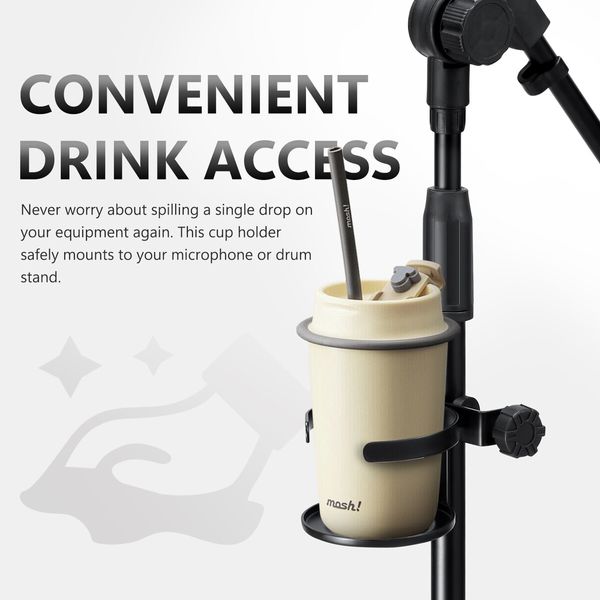 Mic Stand Cup Holder Adjustable Microphone Mount Drink Water Bottle Organiser