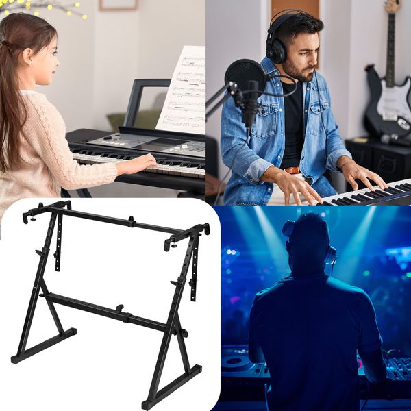 Z Style Piano Keyboard Stand Musical Instrument Holder Adjustable Portable Heavy Duty for 54 to 88 Keys Electric Pianos