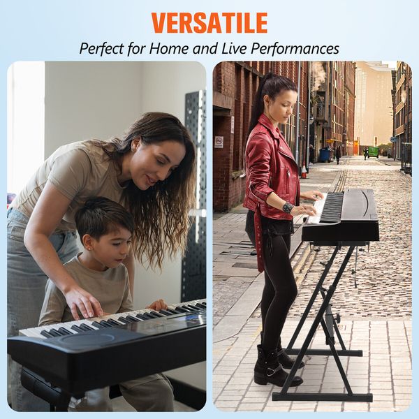 Z Style Piano Keyboard Stand Musical Instrument Holder Adjustable Portable Heavy Duty for 54 to 88 Keys Electric Pianos