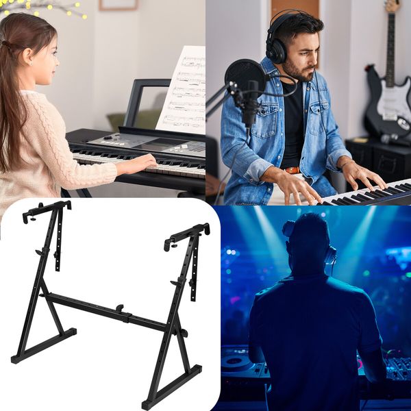 Z Style Piano Keyboard Stand Musical Instrument Holder Adjustable Portable Heavy Duty for 54 to 88 Keys Electric Pianos