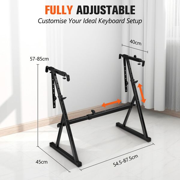 Z Style Piano Keyboard Stand Musical Instrument Holder Adjustable Portable Heavy Duty for 54 to 88 Keys Electric Pianos