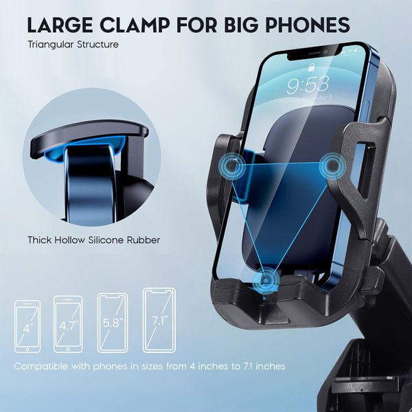 Car Mount Phone Holder Auto Vehicle Cellphone Automobile iPhone Grip Telescopic Adjustable for Windscreen Dashboard Air Vent