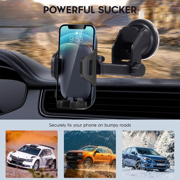 Car Mount Phone Holder Auto Vehicle Cellphone Automobile iPhone Grip Telescopic Adjustable for Windscreen Dashboard Air Vent