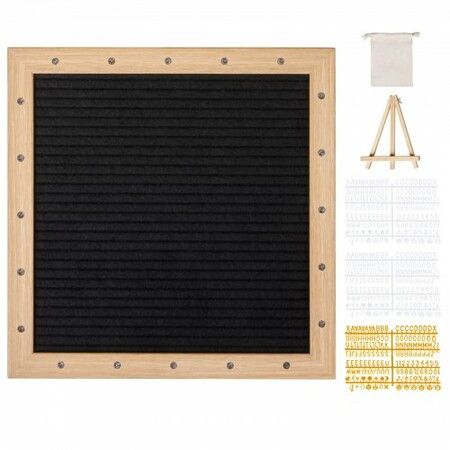 Black Felt Letter Board, 253x253 mm Felt Message Board, Changeable Sign Boards with 510 Letters, Stand, and Built-in LED Lights, Baby Announcement Sign for Home Classroom Office Decor Wedding