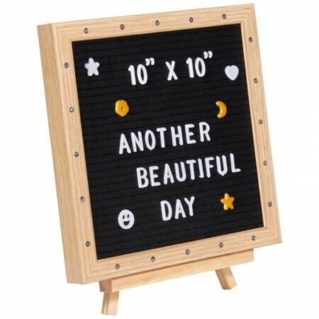 Black Felt Letter Board, 253x253 mm Felt Message Board, Changeable Sign Boards with 510 Letters, Stand, and Built-in LED Lights, Baby Announcement Sign for Home Classroom Office Decor Wedding