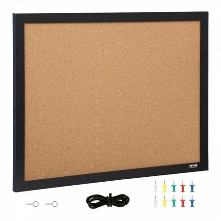 Cork Board Bulletin Board 24" x 18" with MDF Sticker Frame Wall Mounted