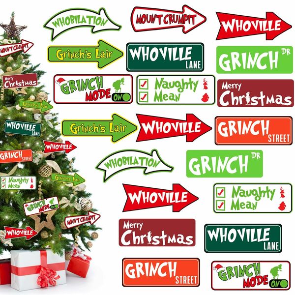 Christmas Tree Decorations,20Pcs Grinchs Christmas Tree Hanging Ornament Holiday Xmas Ornaments Grinchs Christmas Decorations Decor Home Indoors