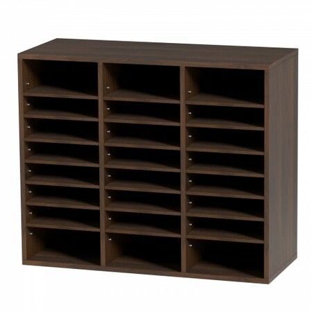 Wood Literature Organizer Adjustable File Sorter 24 Compartments Brown