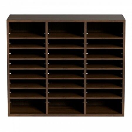 Wood Literature Organizer Adjustable File Sorter 24 Compartments Brown