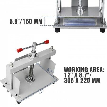 Manual Paper Press Machine, 12x8.6 inch for A4 Sized Papers Flatting Machine, 10cm Thickness Steel Frame Manual Flat Paper Press Machine, Papermaking Book Press