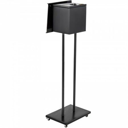 Ballot Box, Floor Standing Suggestion Box with Lock and Sign Holder, Side Pocket for Storing Ballots, Brochures, Donation Box for Home Office Church Election,21.844cm x23.876cm x20.32cm , Black