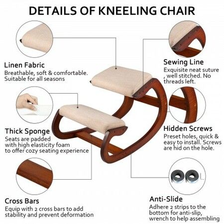 Ergonomic Kneeling Chair Wooden Neck Relief Relieve Fatigue Wood Stool