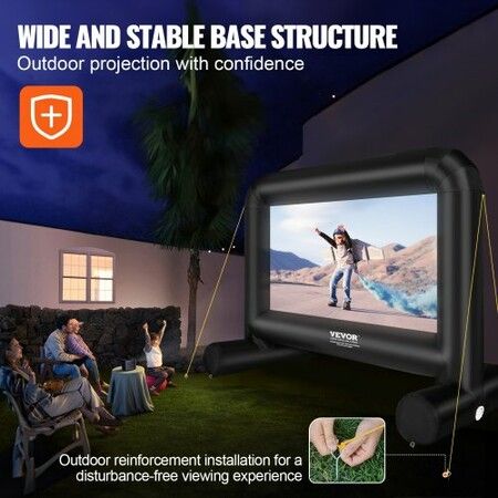 Inflatable Movie Screen, 14 FT Inflatable Projector Screen for Outside with Blower and Carrying Bag, Front/Rear Projection, Oxford Fabric Blow Up Screen for Outdoor Parties Backyard Movie Night