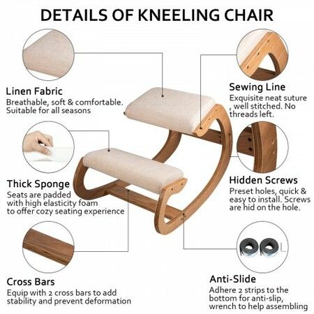 Ergonomic Kneeling Chair Heavy Duty Better Posture Kneeling Stool Office Chair Home for Body Shaping Relieveing Stress Meditation Desk Computer Kneeling Stool Chair