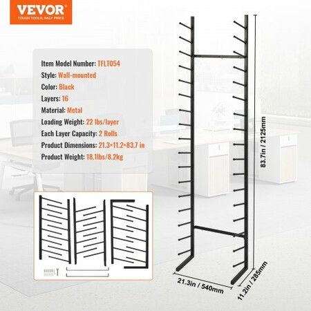 Blueprint Storage Rack Vertical Hanging Poster Display Rack 16-Tier