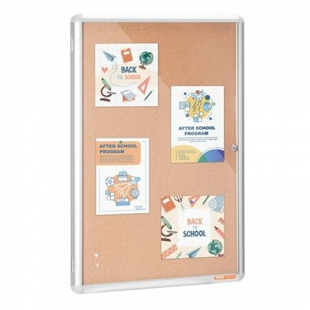 36"x24" Enclosed Cork Board with Aluminum Frame Lockable Bulletin Board