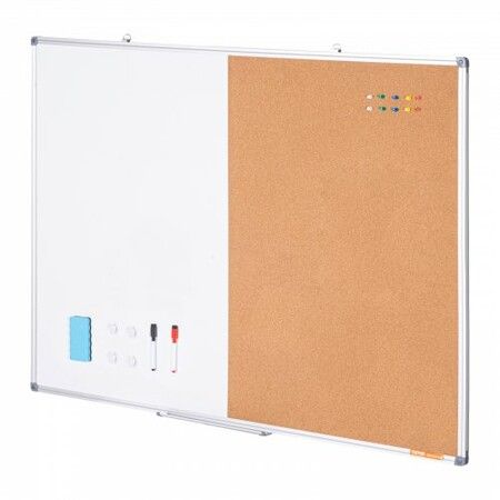 48"x 36" Whiteboard & Cork Board Combo with Aluminum Frame for School Home