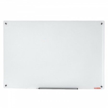 Magnetic Glass Whiteboard, Dry Erase Board 36"x24", Wall-Mounted Large White Glassboard Frameless, with Marker Tray, an Eraser and 2 Markers, White