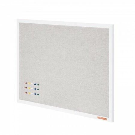 48"x36" White Cork Board with Linen Surface Wall-Mounted Bulletin Board