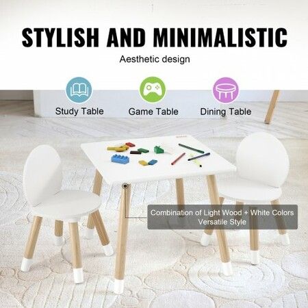 Kids Table and 2 Chairs Set, Toddler Table and Chair Set, Children Multi-Activity Table for Art, Craft, Reading, Learning